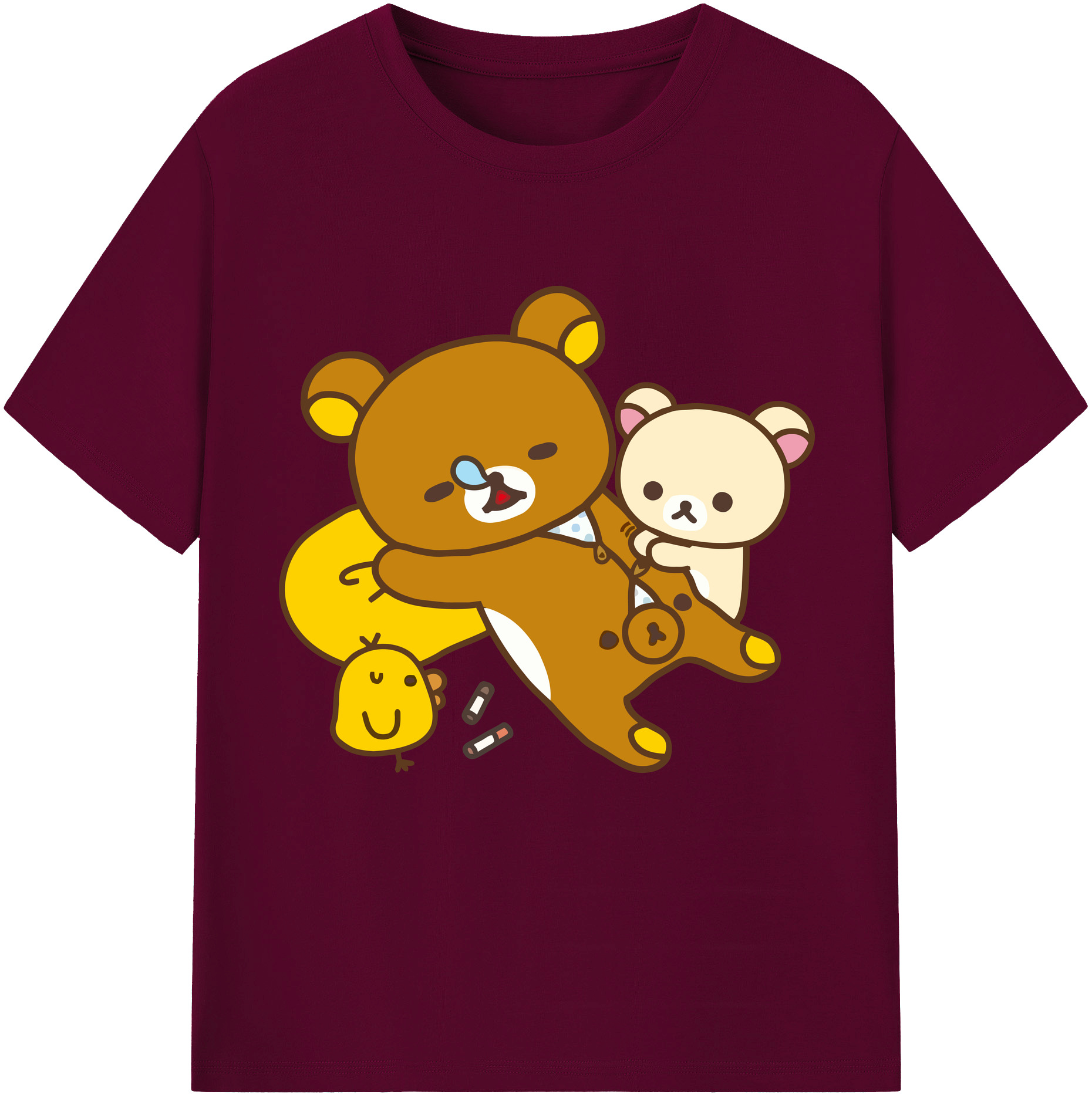 （画像用） リラックマ リラックマ キイロイトリ Rilakkuma Korilakkuma Kiiroitori レディースカジュアルプリントTシャツ（綿100％）